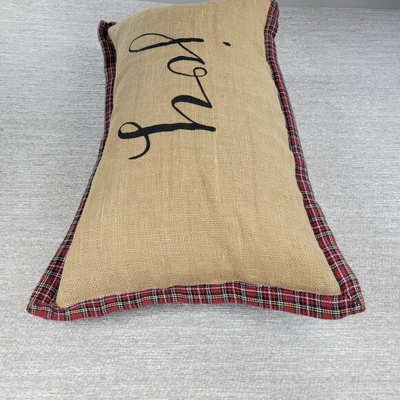 Vtg Newport Joy Lumbar Pillow 24” Plaid Trim Down Filled Holiday Christmas Decor - Picture 8 of 13